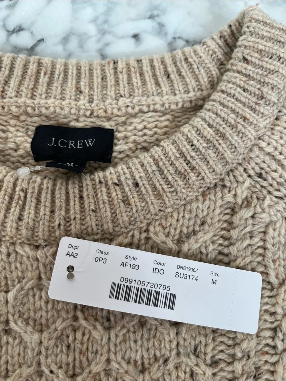 J Crew Rugged Merino Wool Blend Donegal Cable Knit Crewneck Sweater Medium